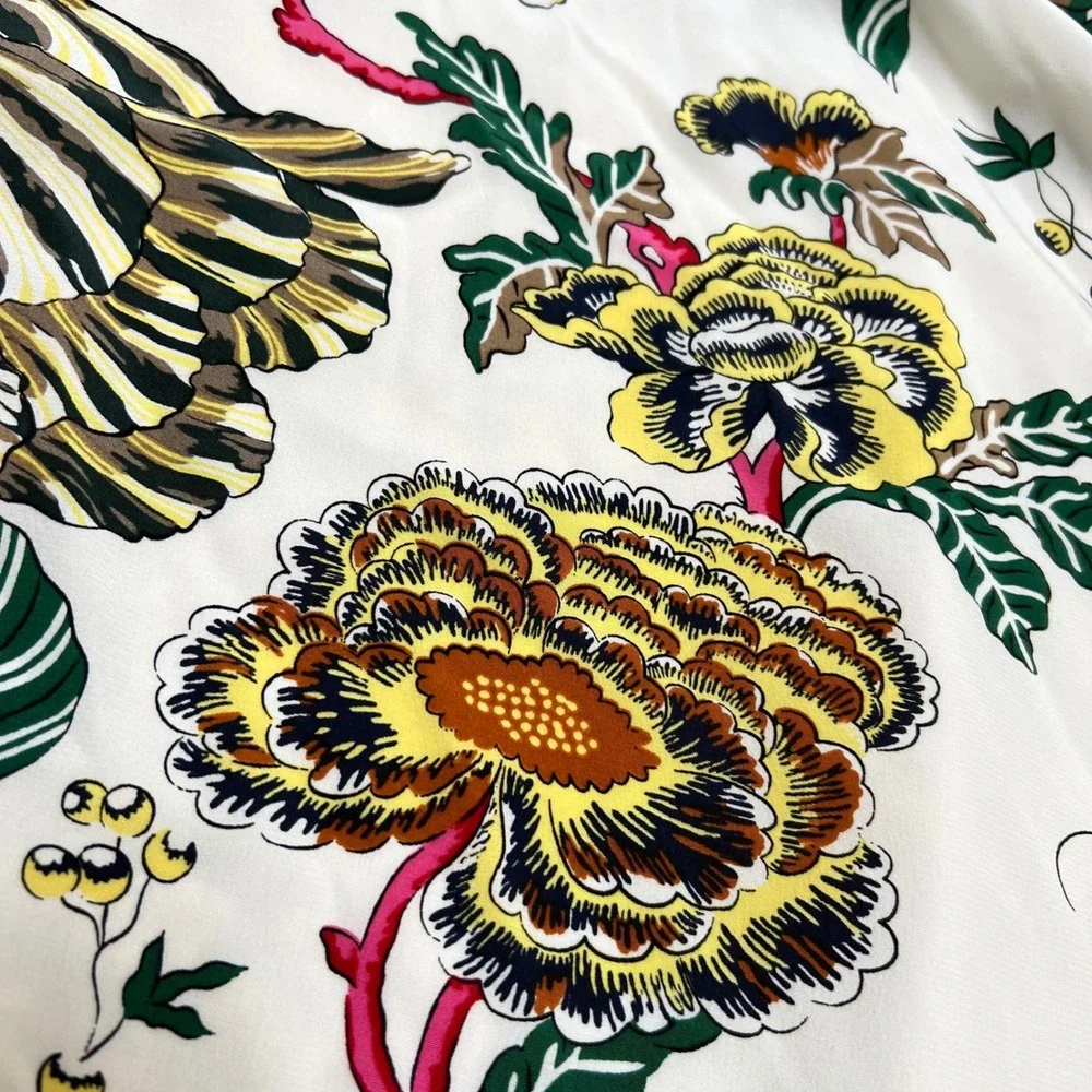 Tory Burch Marie Silk Skirt Floral Asymmetrical Handkerchief Midi Size 12 New